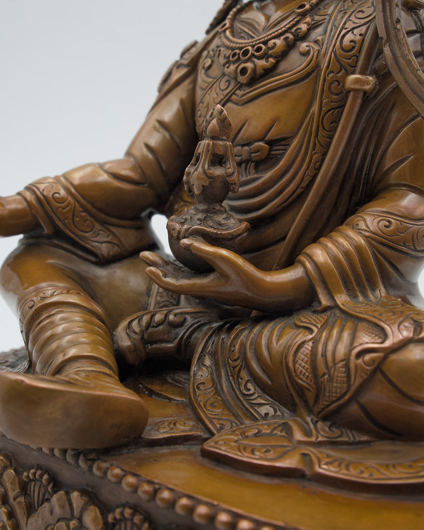 Guru Rinpoche Copper Oxidized Finish Statue | Tantric Buddhist Vajra master