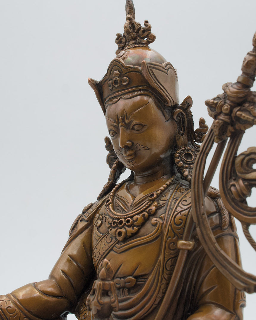 Guru Rinpoche Copper Oxidized Finish Statue | Tantric Buddhist Vajra master