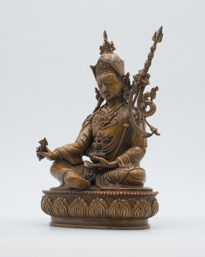 Guru Rinpoche Copper Oxidized Finish Statue | Tantric Buddhist Vajra master