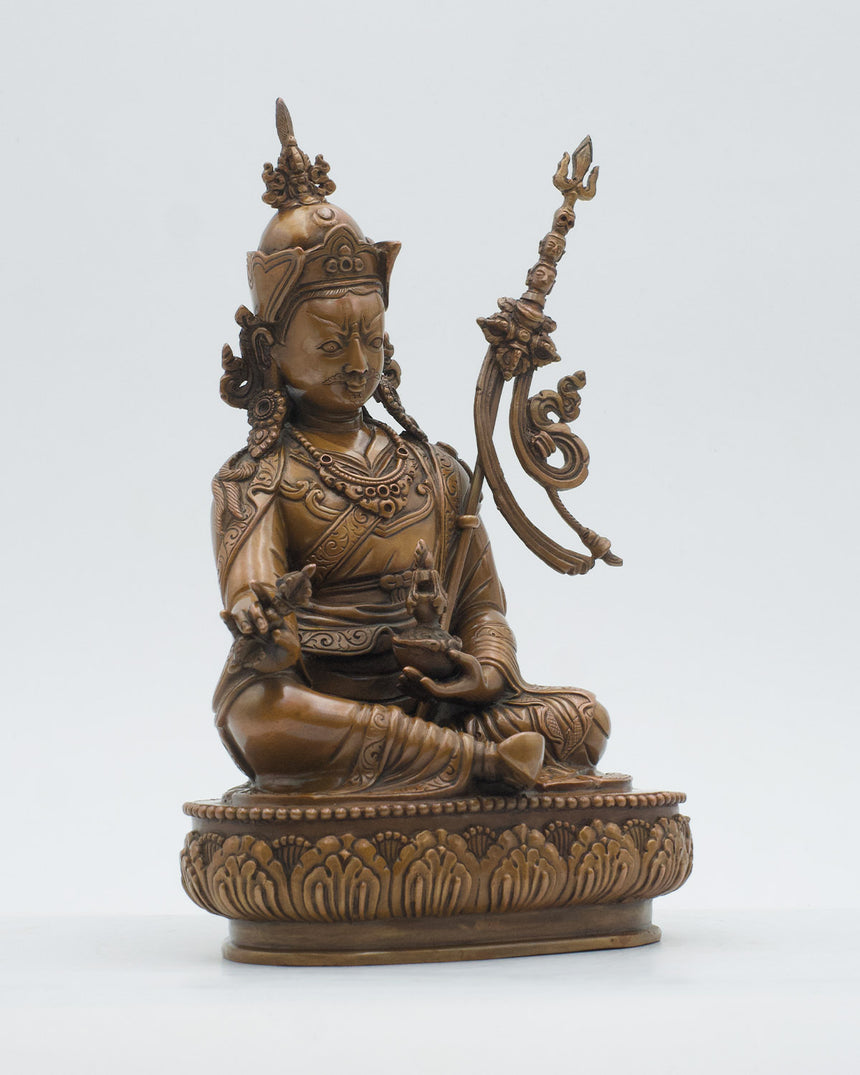 Guru Rinpoche Copper Oxidized Finish Statue | Tantric Buddhist Vajra master