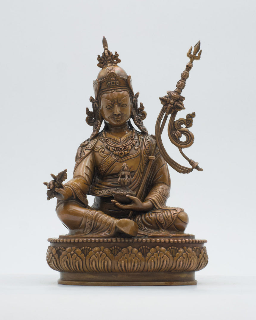 Guru Rinpoche Copper Oxidized Finish Statue | Tantric Buddhist Vajra master