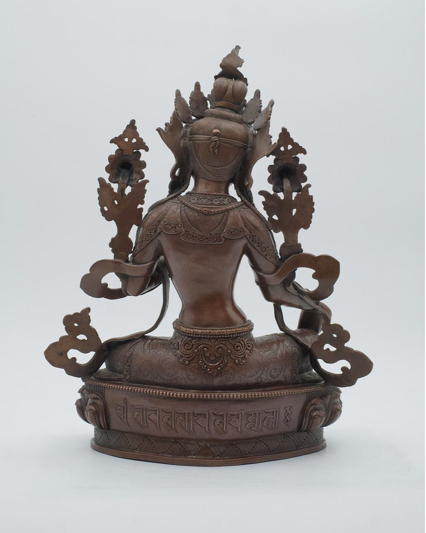 Green Tara Statue Copper Oxidized | Mother of all Buddhas