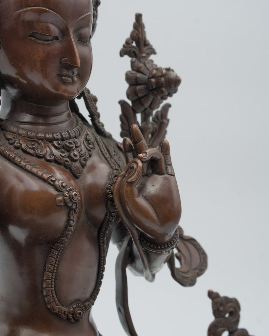 Green Tara Statue Copper Oxidized | Mother of all Buddhas