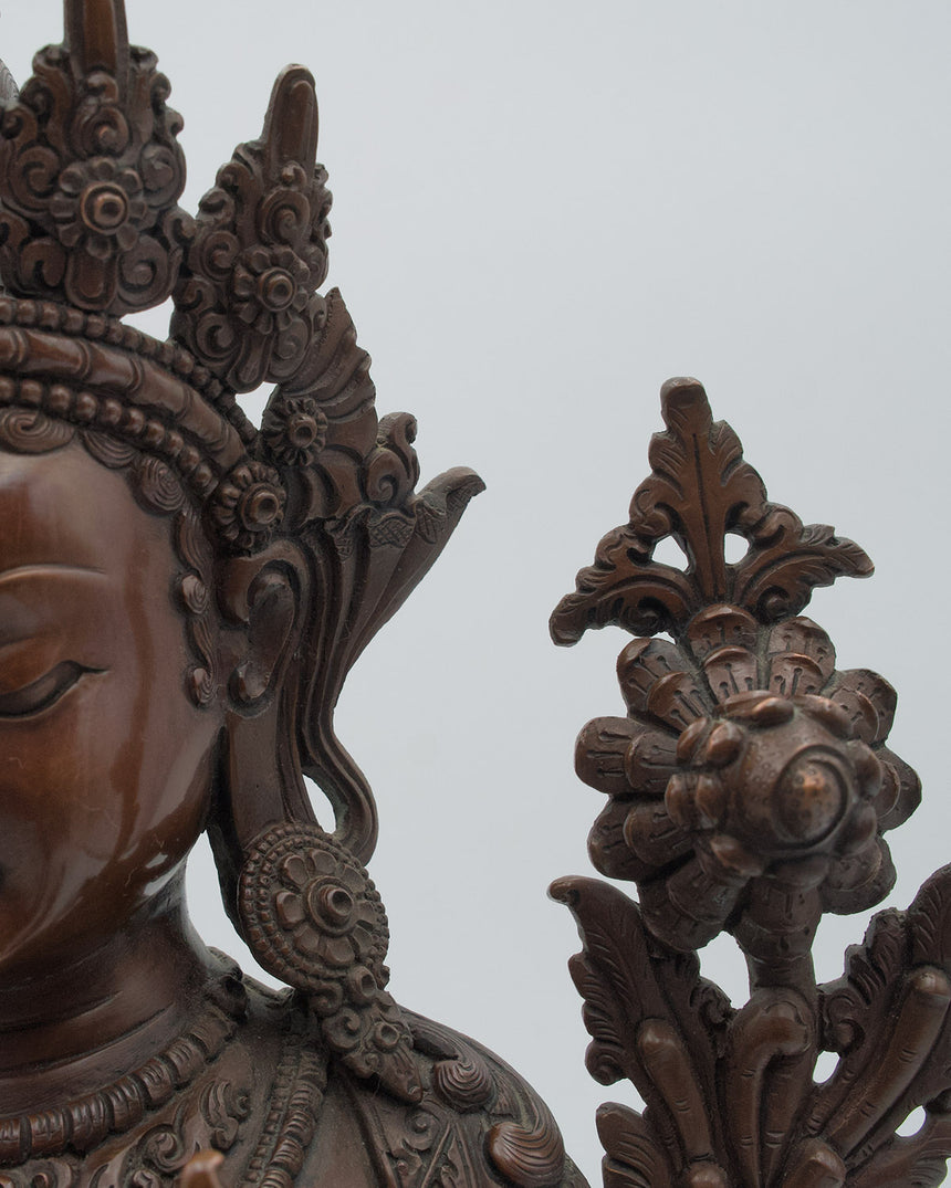 Green Tara Statue Copper Oxidized | Mother of all Buddhas