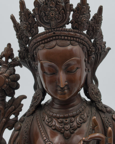 Green Tara Statue Copper Oxidized | Mother of all Buddhas