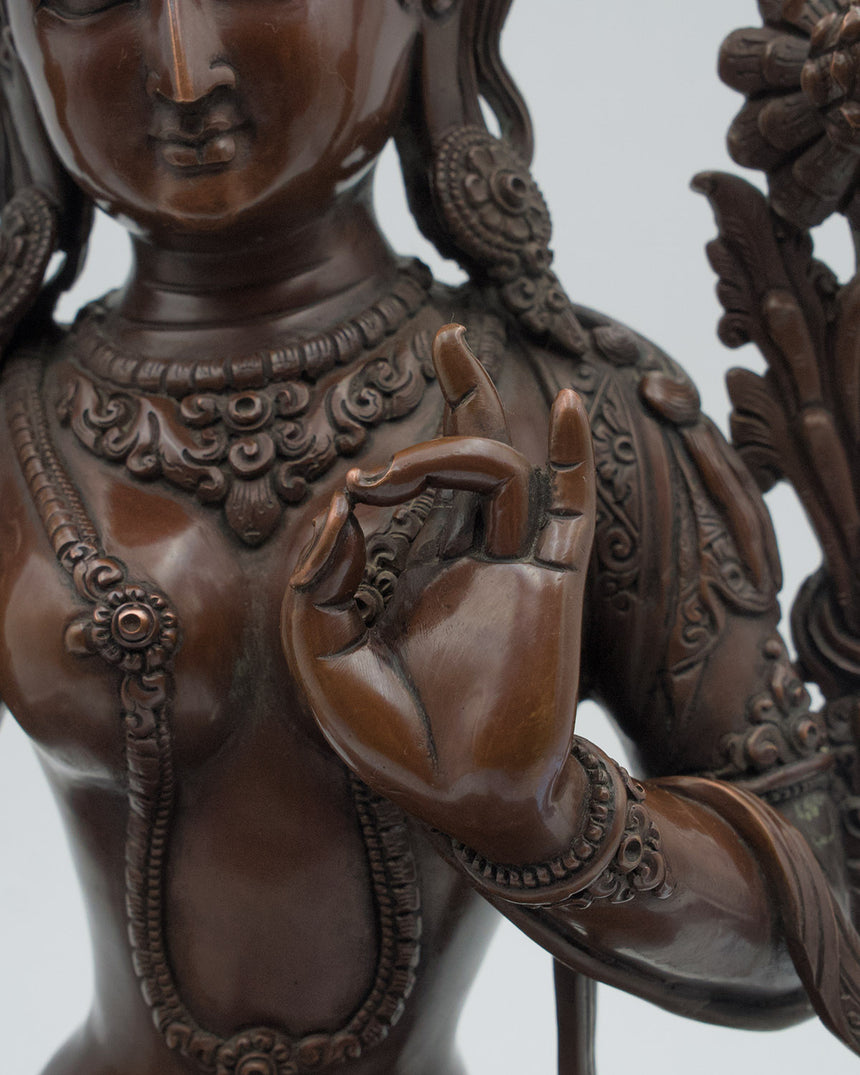 Green Tara Statue Copper Oxidized | Mother of all Buddhas