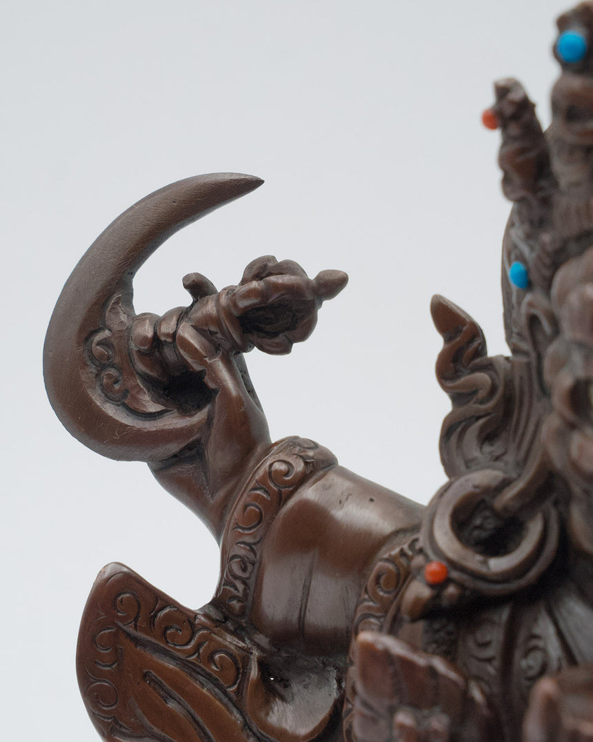 Kajupa Mahakala Copper Oxidized Statue | Dark Copper