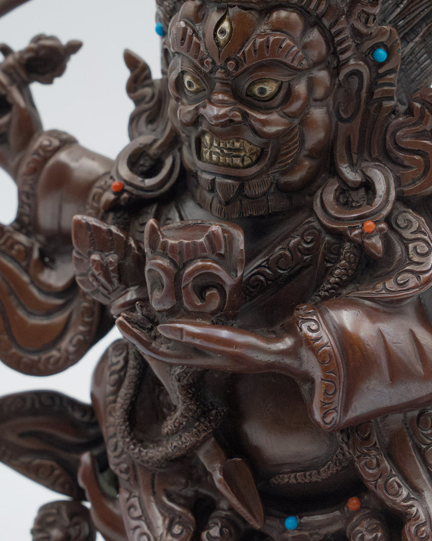 Kajupa Mahakala Copper Oxidized Statue | Dark Copper