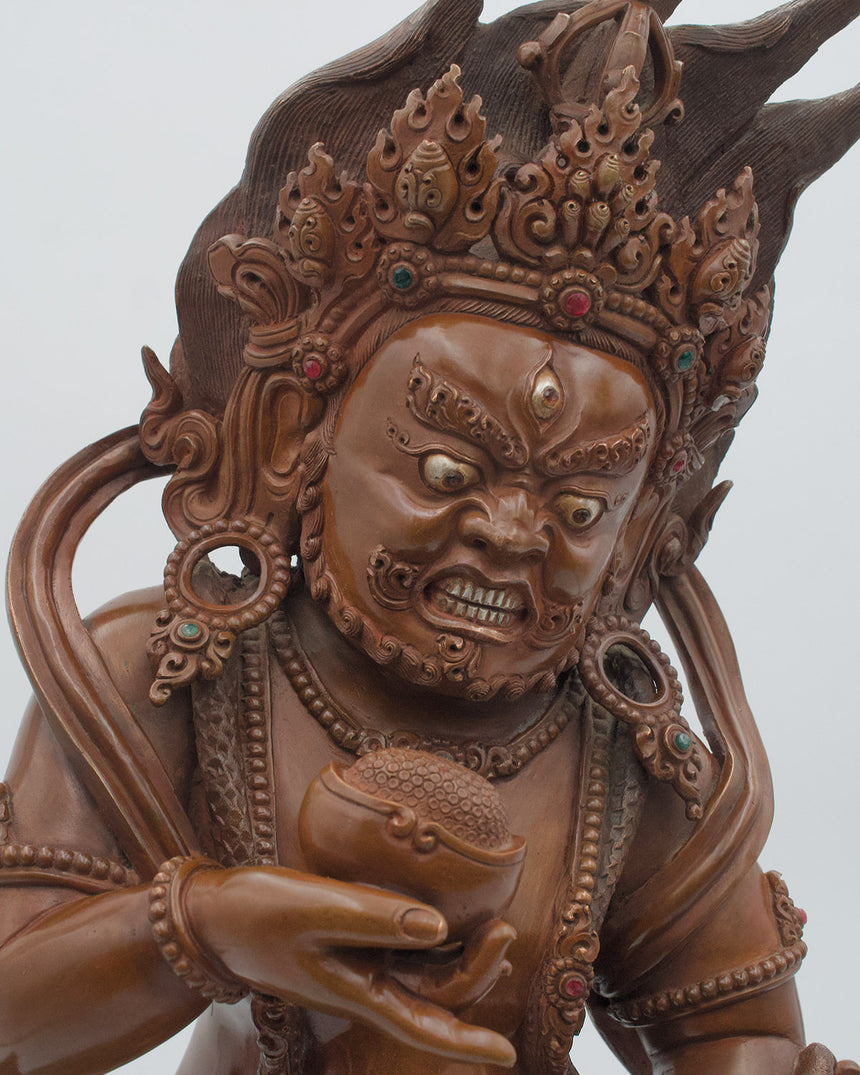 Dzambala Kuber Copper Statue | God of Wealth and Good Fortune