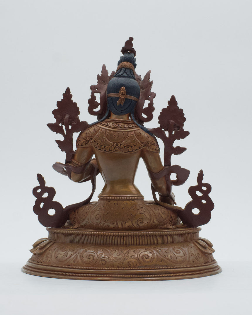 White Tara Copper Oxidized Statue | Deity of Healing, and Protection