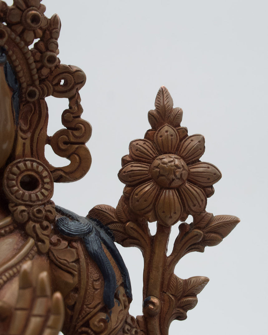 White Tara Copper Oxidized Statue | Deity of Healing, and Protection