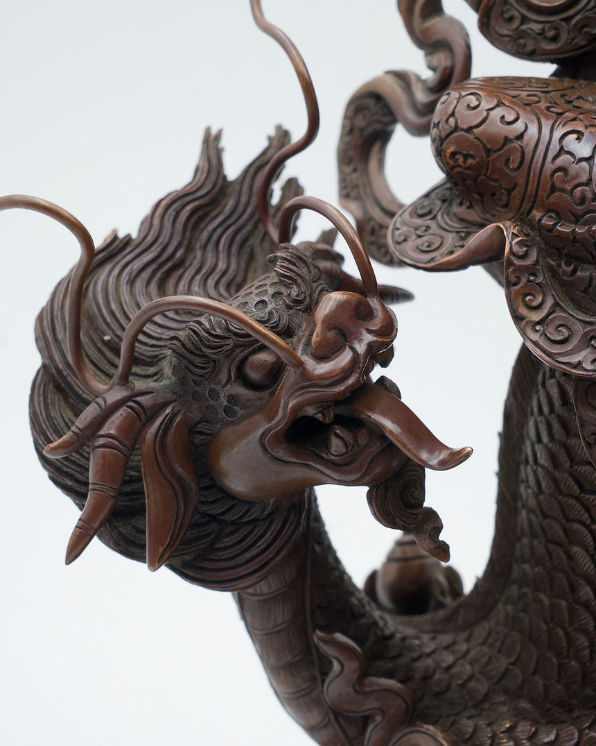 Dragon Dzambala (Kuber) Oxidized Copper Finsh Statue | Deity of Wealth and Prosperity