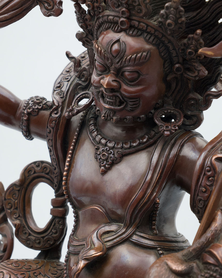 Dragon Dzambala (Kuber) Oxidized Copper Finsh Statue | Deity of Wealth and Prosperity