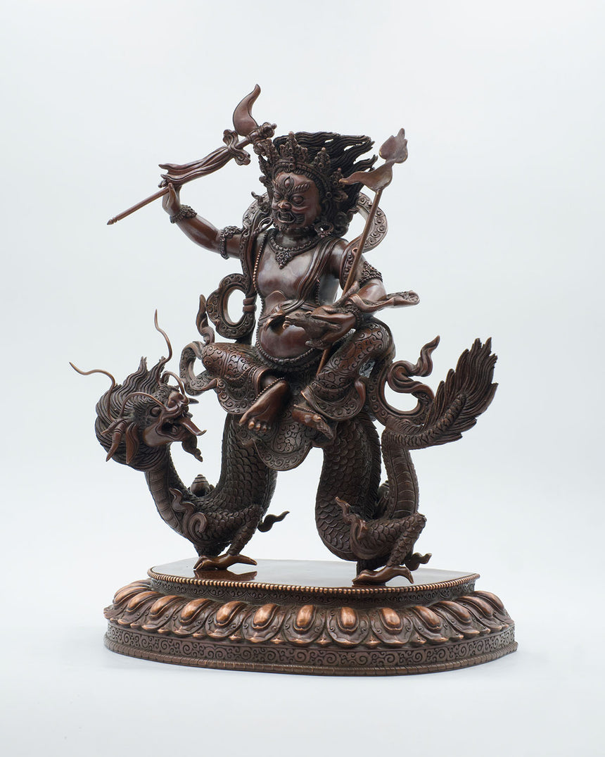 Dragon Dzambala (Kuber) Oxidized Copper Finsh Statue | Deity of Wealth and Prosperity