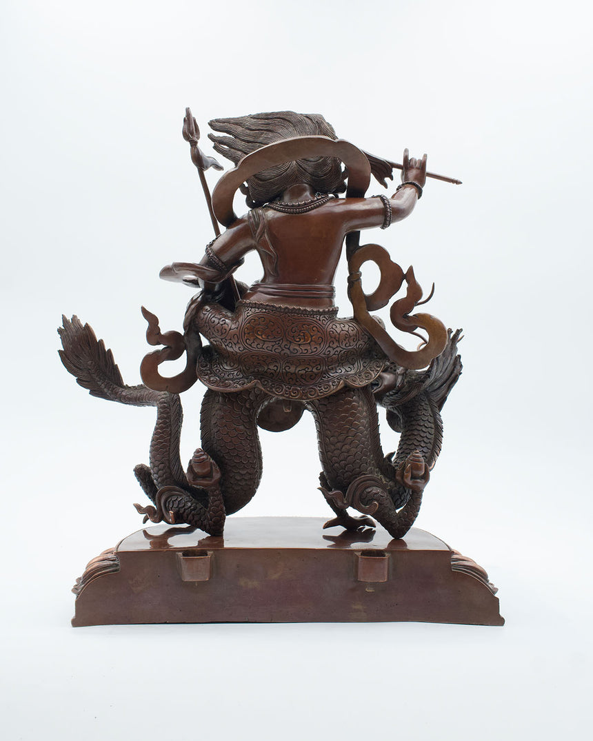 Dragon Dzambala (Kuber) Oxidized Copper Finsh Statue | Deity of Wealth and Prosperity