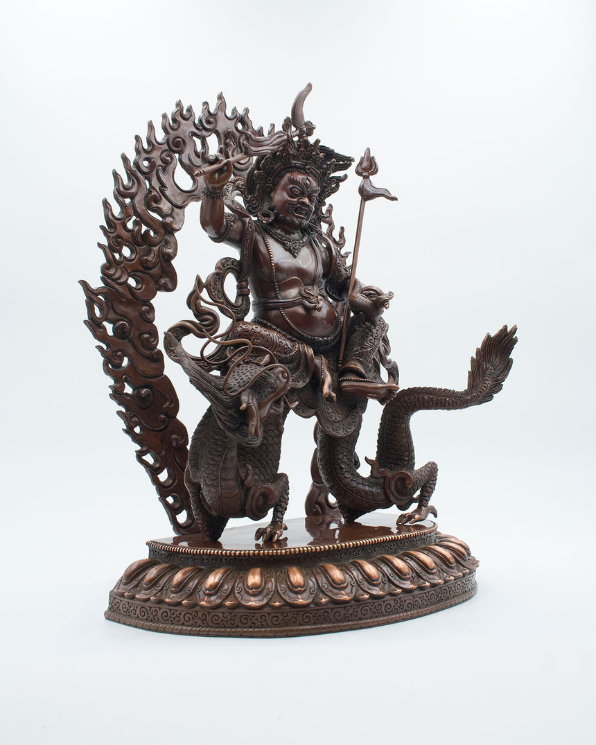 Dragon Dzambala (Kuber) Oxidized Copper Finsh Statue | Deity of Wealth and Prosperity