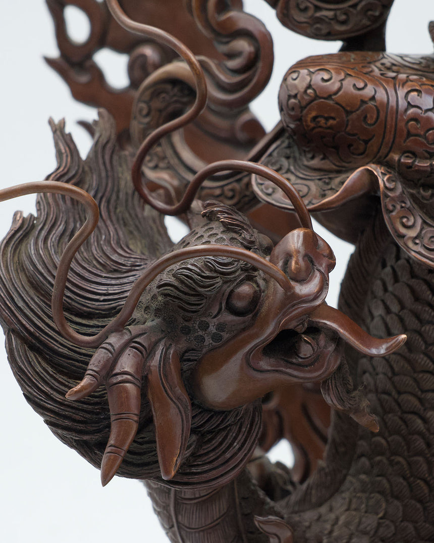 Dragon Dzambala (Kuber) Oxidized Copper Finsh Statue | Deity of Wealth and Prosperity