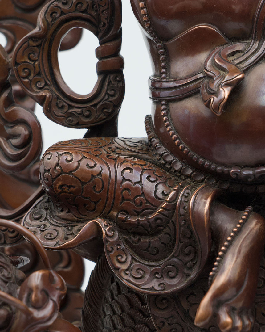 Dragon Dzambala (Kuber) Oxidized Copper Finsh Statue | Deity of Wealth and Prosperity