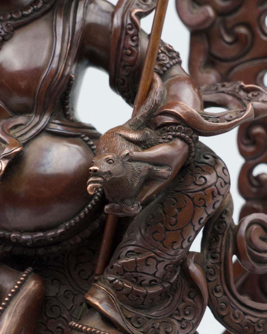 Dragon Dzambala (Kuber) Oxidized Copper Finsh Statue | Deity of Wealth and Prosperity