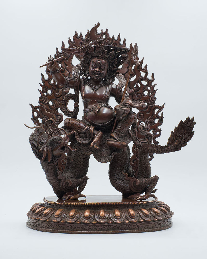 Dragon Dzambala (Kuber) Oxidized Copper Finsh Statue | Deity of Wealth and Prosperity