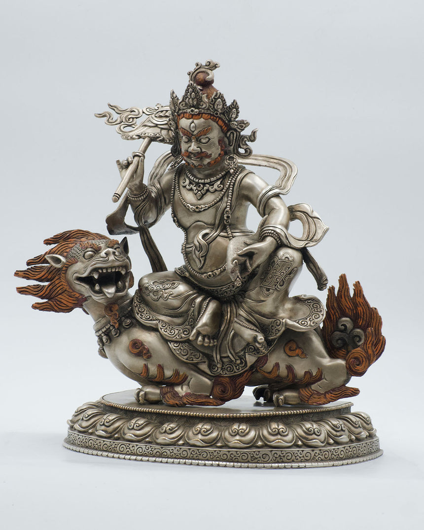 Lion Kuber Dzambala Copper Statue | God of wealth and prosperity