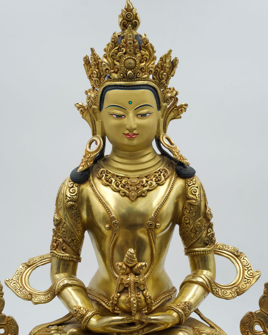 Aparmita Statue With Gold Finish | Deity of Infinite life and wisdom