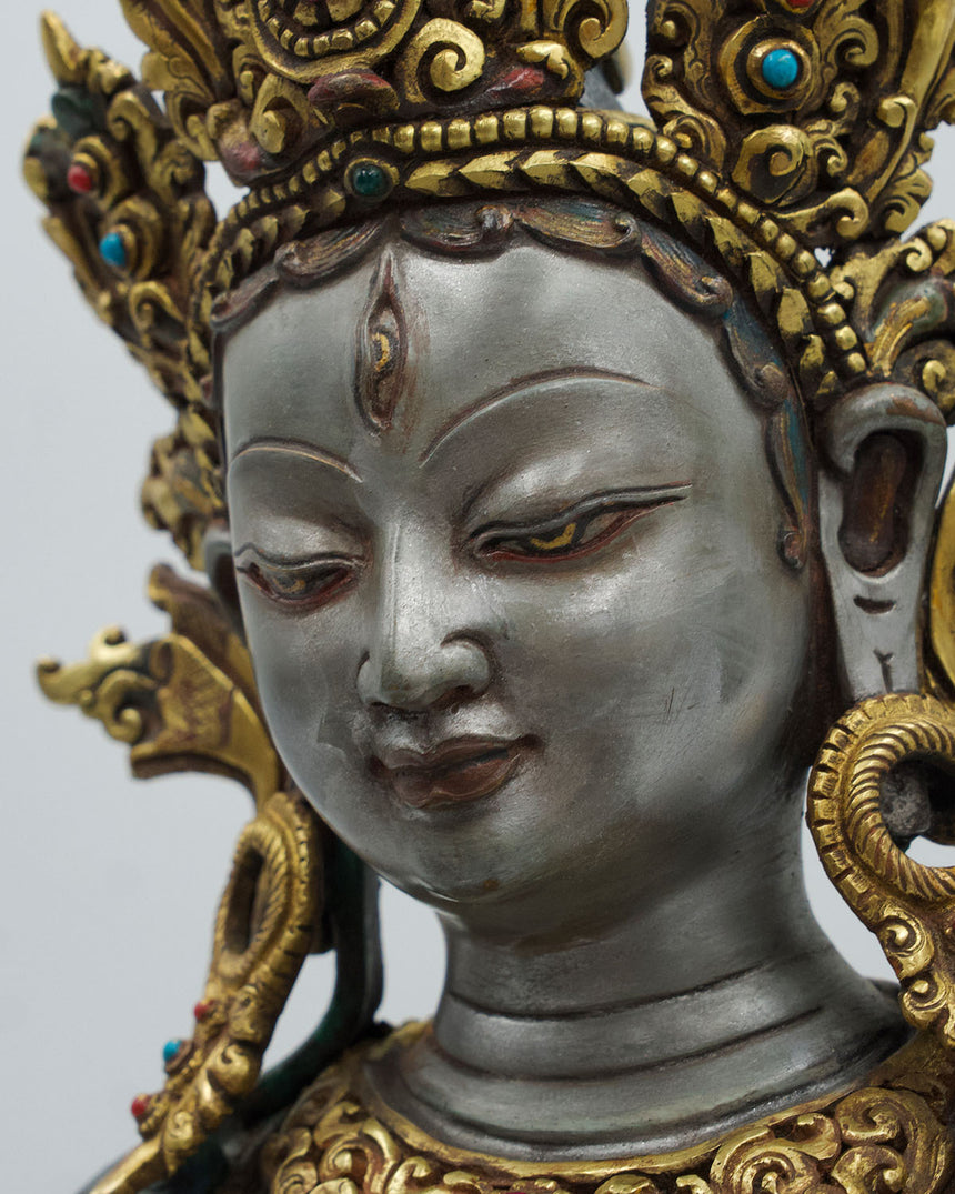 Chhatra Tara Silver Copper Statue | Tara of Protection