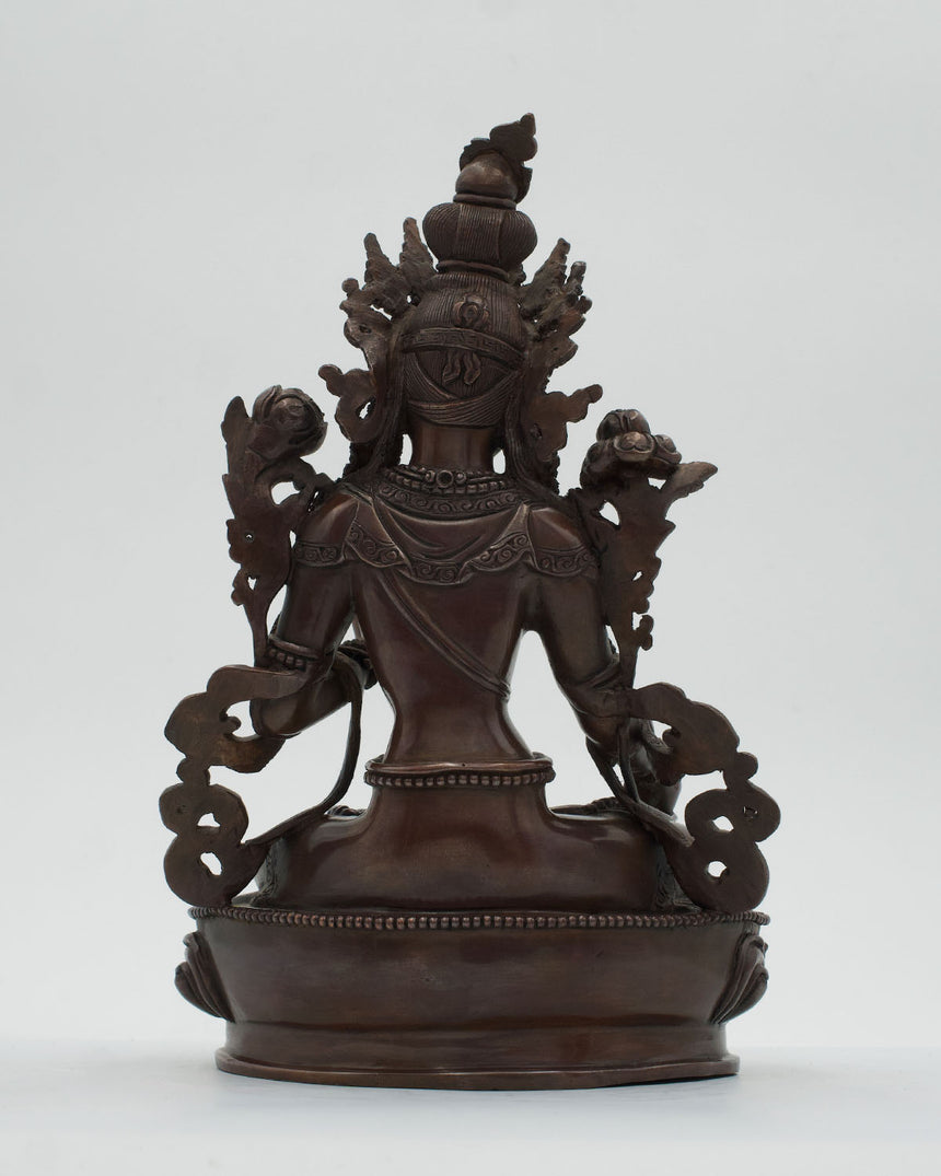 White Tara Oxidized Copper Statue | For Longevity and Healing