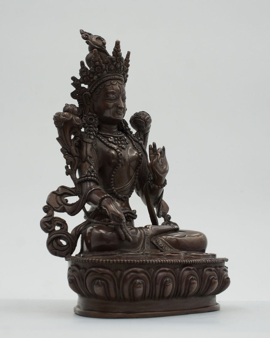 White Tara Oxidized Copper Statue | For Longevity and Healing