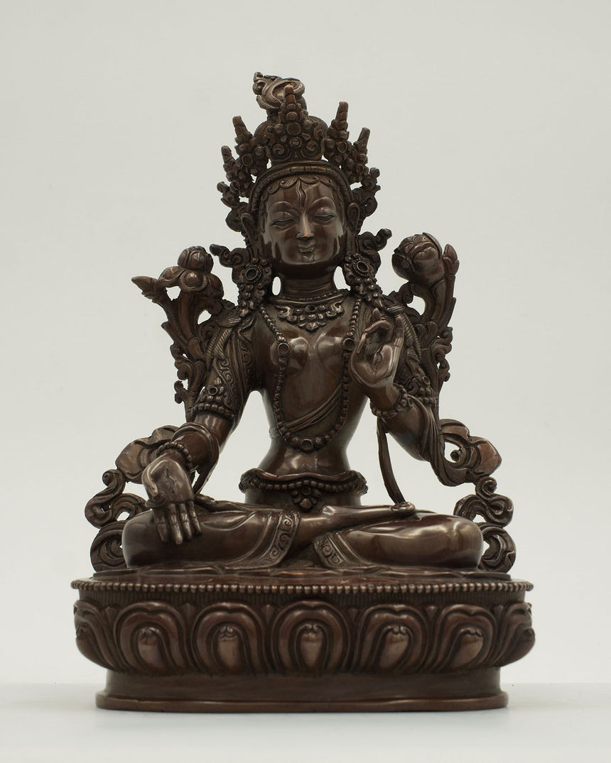 White Tara Oxidized Copper Statue | For Longevity and Healing