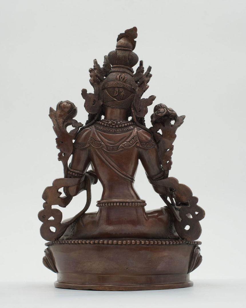 Green Tara Oxidized Copper Statue | Protector from fear and dangers