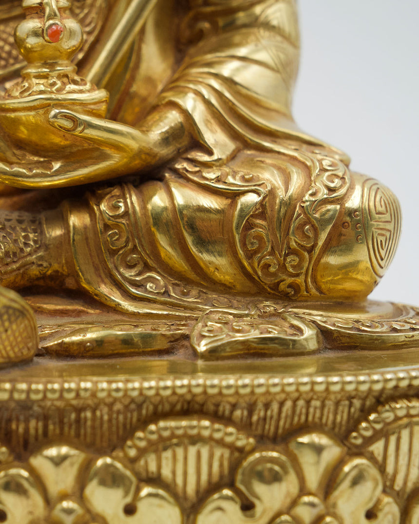 Padmasambhav | Guru Rinpoche Copper Statue with Gold Finish | Founder of Tibetan Buddhism