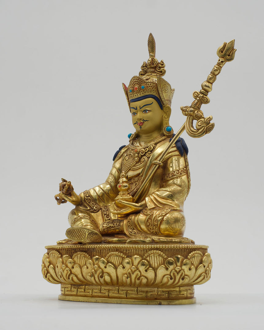 Padmasambhav | Guru Rinpoche Copper Statue with Gold Finish | Founder of Tibetan Buddhism