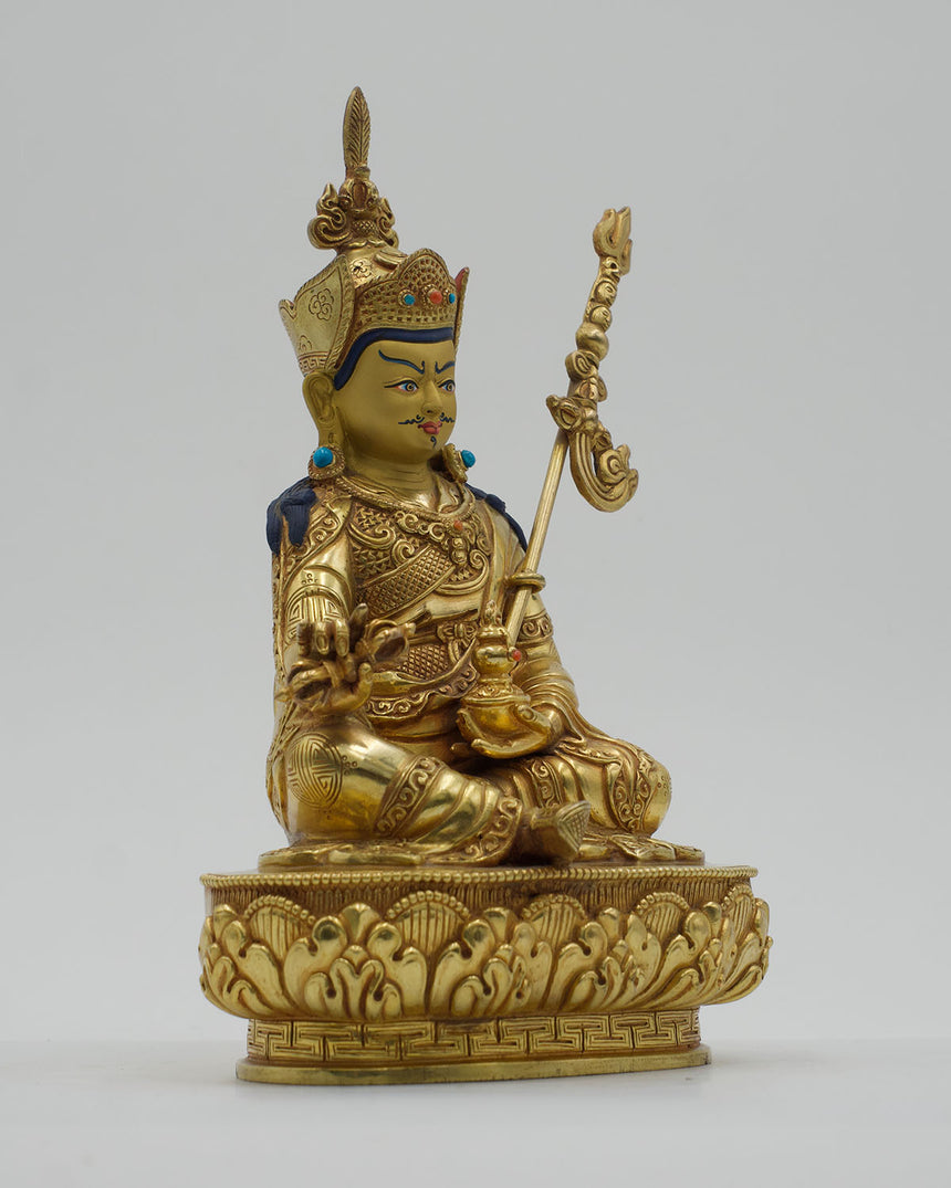 Padmasambhav | Guru Rinpoche Copper Statue with Gold Finish | Founder of Tibetan Buddhism