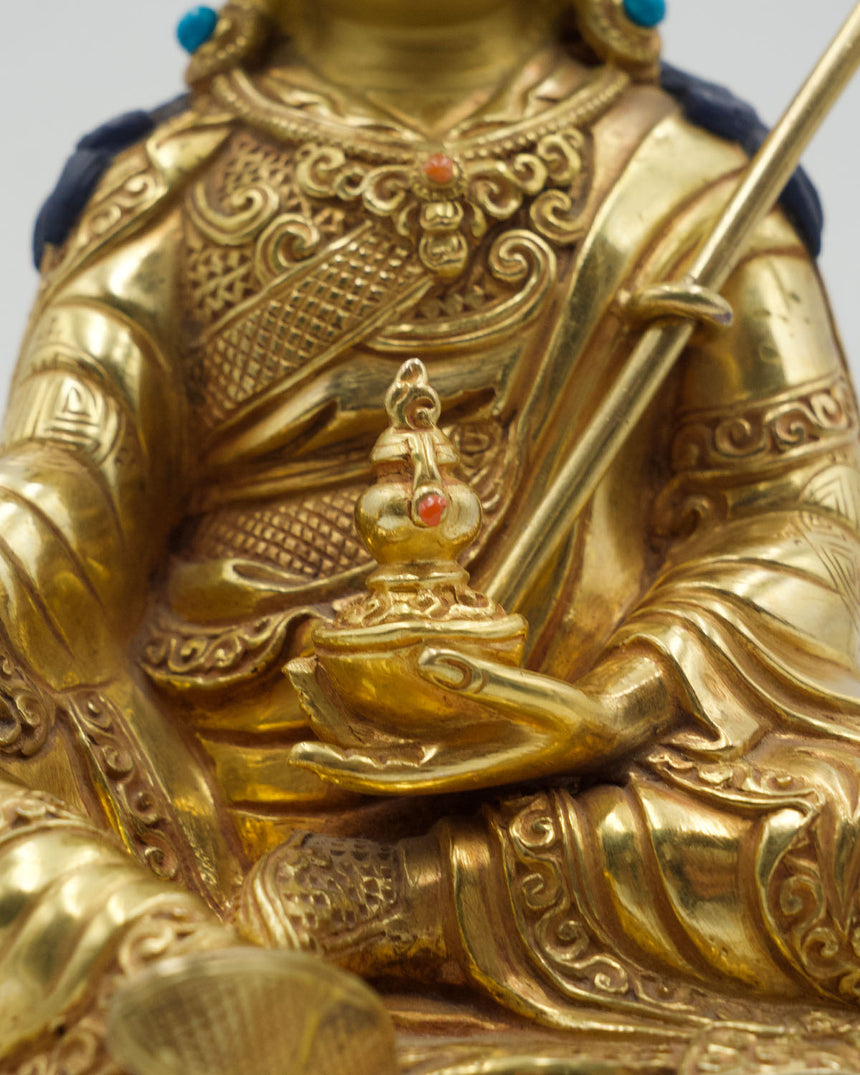 Padmasambhav | Guru Rinpoche Copper Statue with Gold Finish | Founder of Tibetan Buddhism