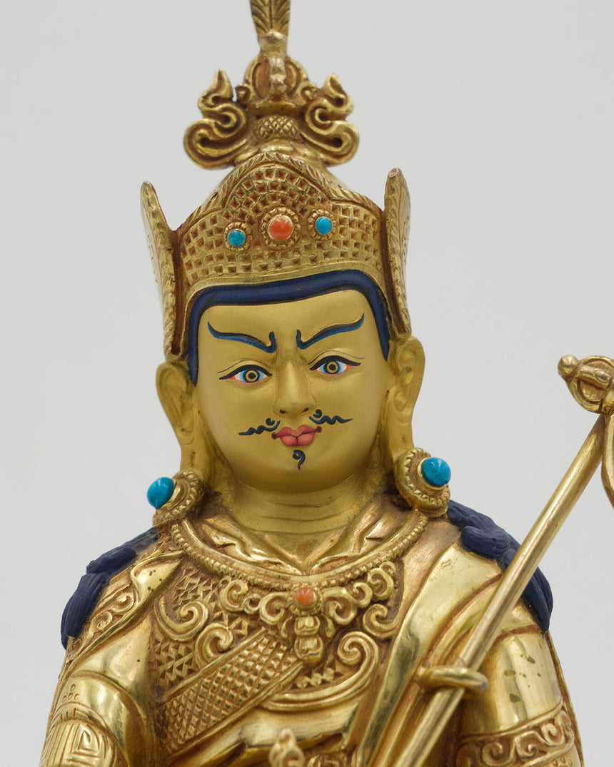 Padmasambhav | Guru Rinpoche Copper Statue with Gold Finish | Founder of Tibetan Buddhism