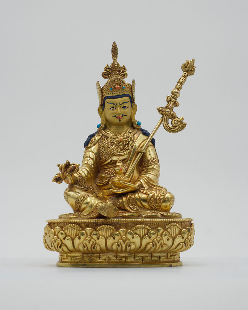 Padmasambhav | Guru Rinpoche Copper Statue with Gold Finish | Founder of Tibetan Buddhism