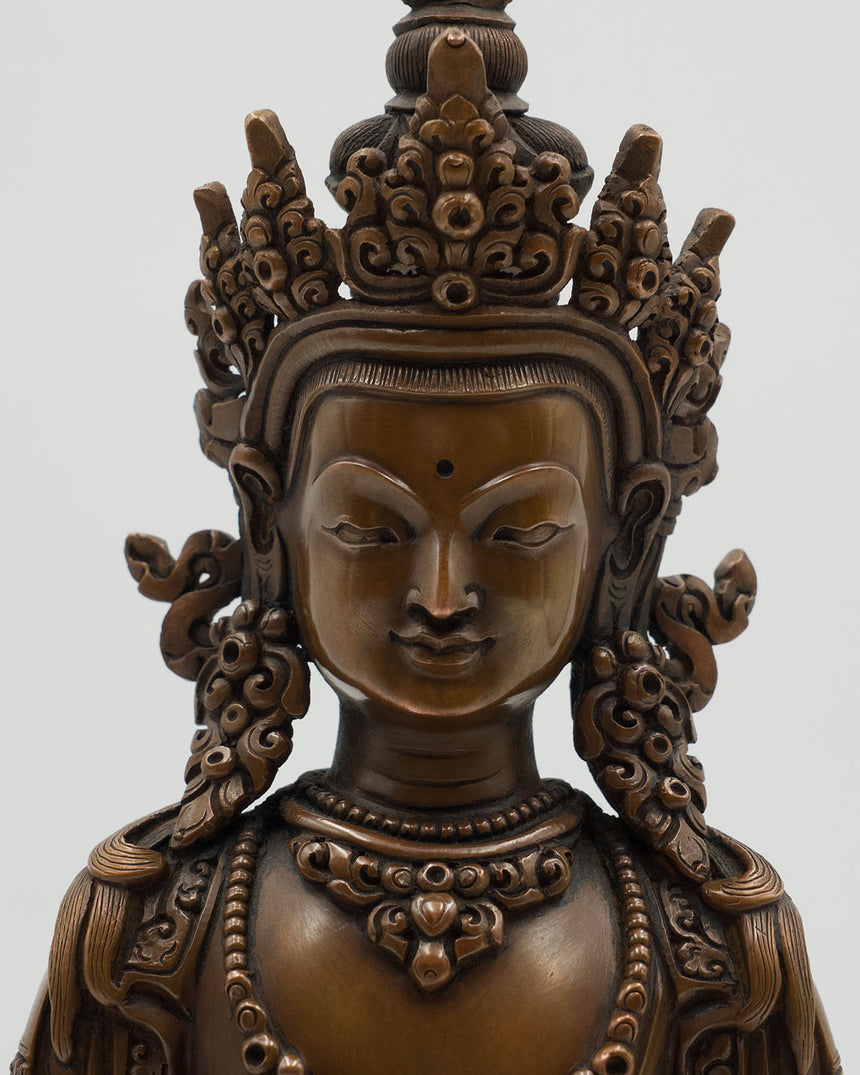 Aparmita Oxidized Copper Statue | Symbol of Infinite life and wisdom