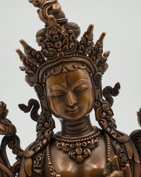 White Tara Oxidized Copper | Goddess of Longevity, Healing, and Protection